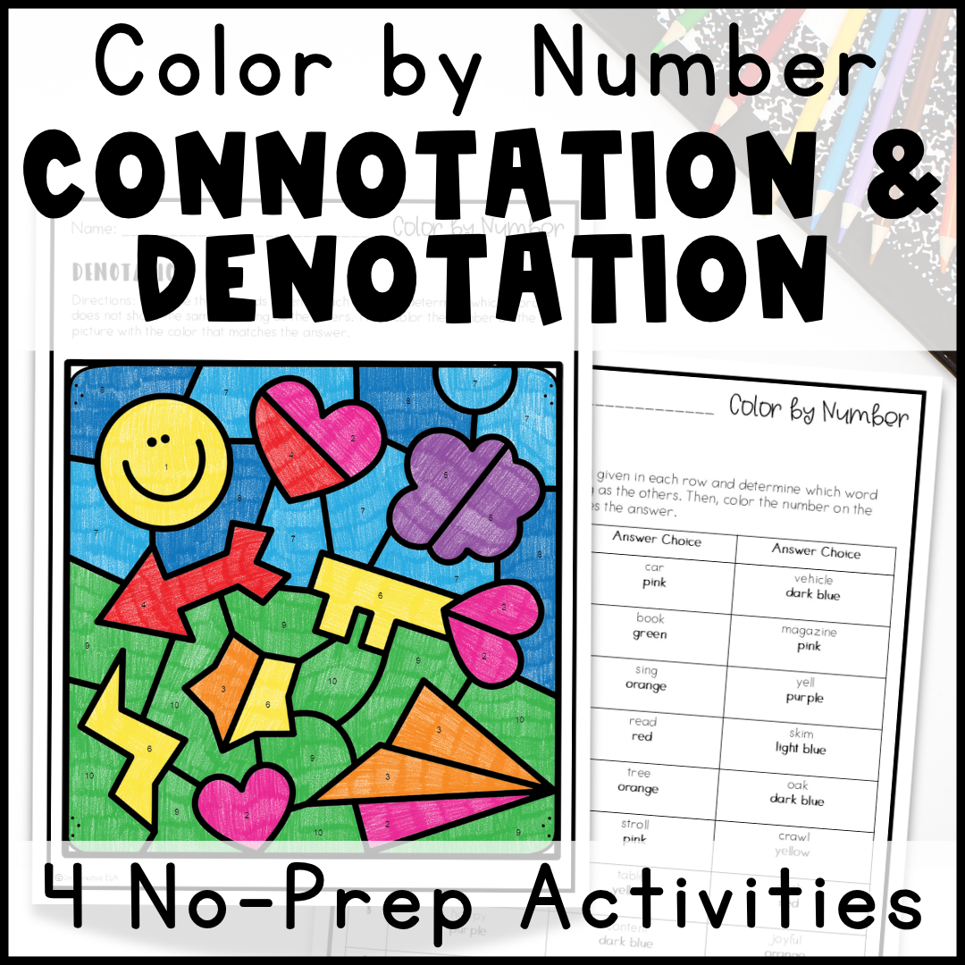 Connotation & Denotation Color By Number Activity