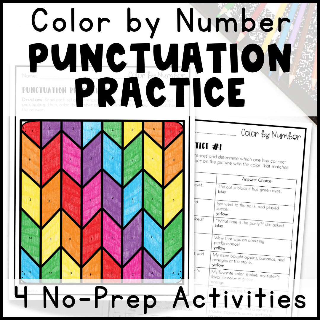 Punctuation Color by Number Activity