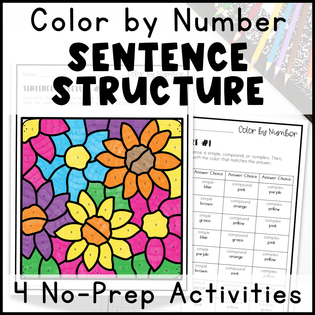 Sentence Structure Color by Number Activity