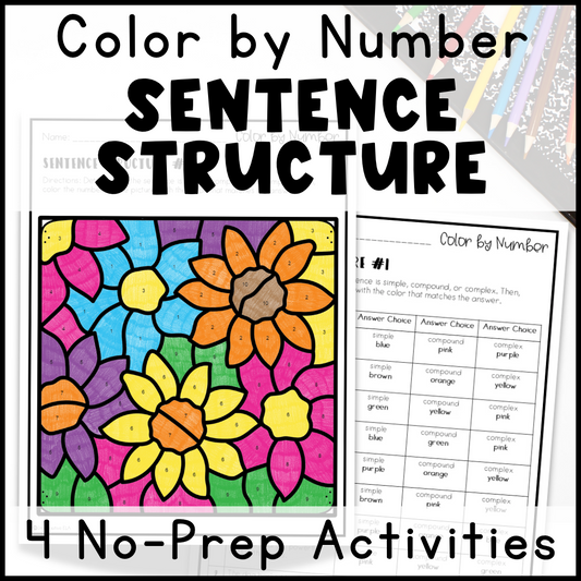 Sentence Structure Color by Number Activity