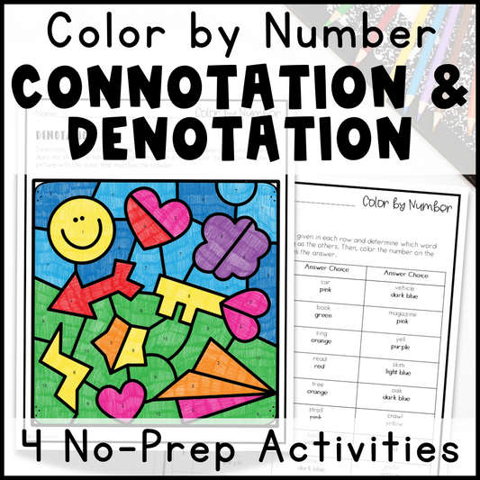Connotation & Denotation Color By Number Activity